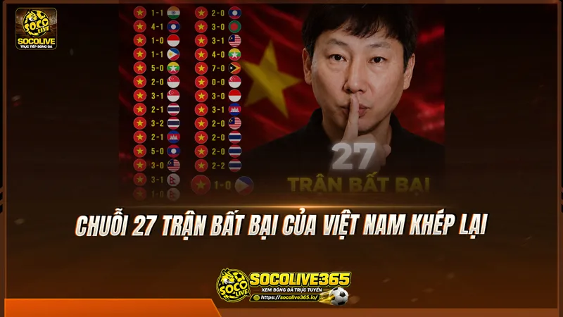 Chuỗi 27 trận bất bại của Việt Nam khép lại Chuỗi 27 trận bất bại của Việt Nam khép lại